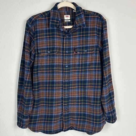 Levi’s Brown Blue Worker Flannel Overshirt Shacket S - Picture 1 of 10
